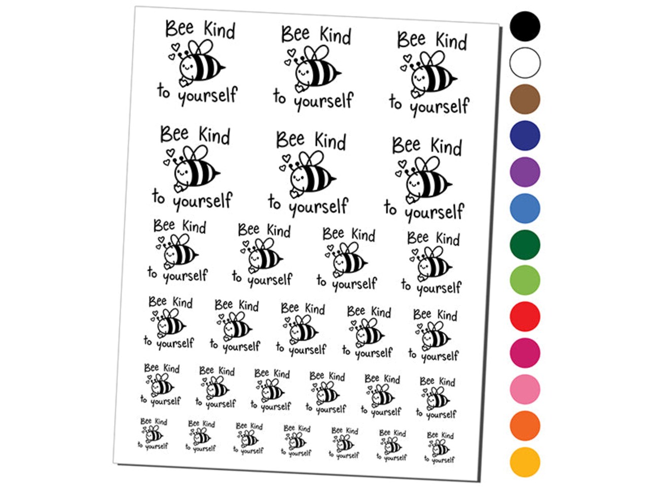 Bee Be Kind to Yourself Cute Motivational Quote Pun Temporary Tattoo Water Resistant Fake Body Art Set Collection